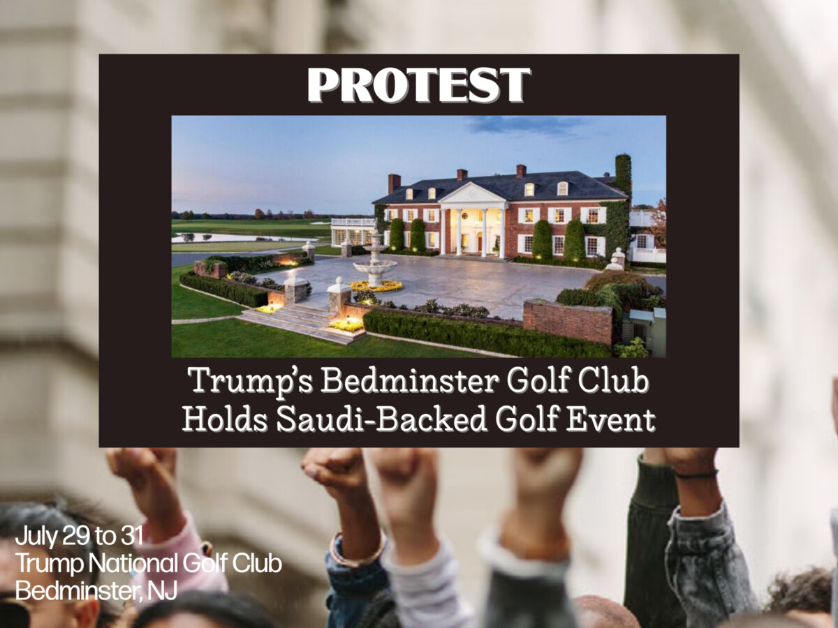 Protests at Trump's Bedminster Golf Club Over Saudi-Backed Golf Event |  Morristown Minute