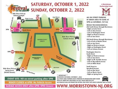 Morristown Festival on the Green 2022 Road Closures 10/1