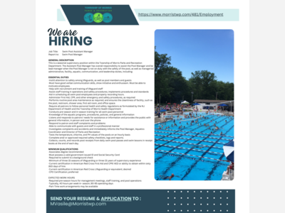 Now Hiring-Swim Pool Assistant Mgr.