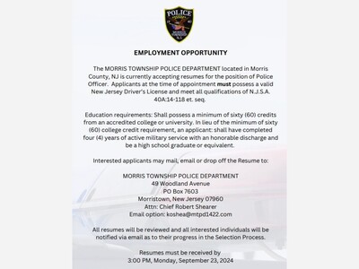 Morris Twp Police Department is Hiring!