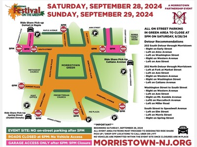 PARKING & ROAD CLOSURE NOTICE: Morristown Festival on the Green 2024