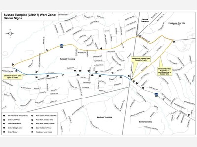 Lane Closure Notice for Sussex Turnpike