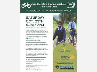 Items Needed: Morristown Rotary Used Bicycle & Sewing Machine Collection Drive