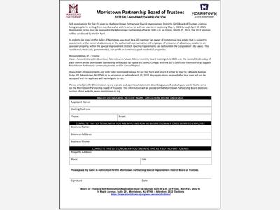 Morristown Partnership Board of Trustees 2022 Self-nomination Applications