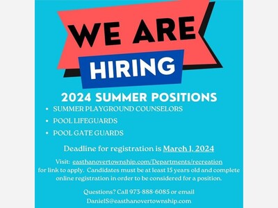 East Hanover TWP, Now Hiring - 2024 Summer Recreation Positions